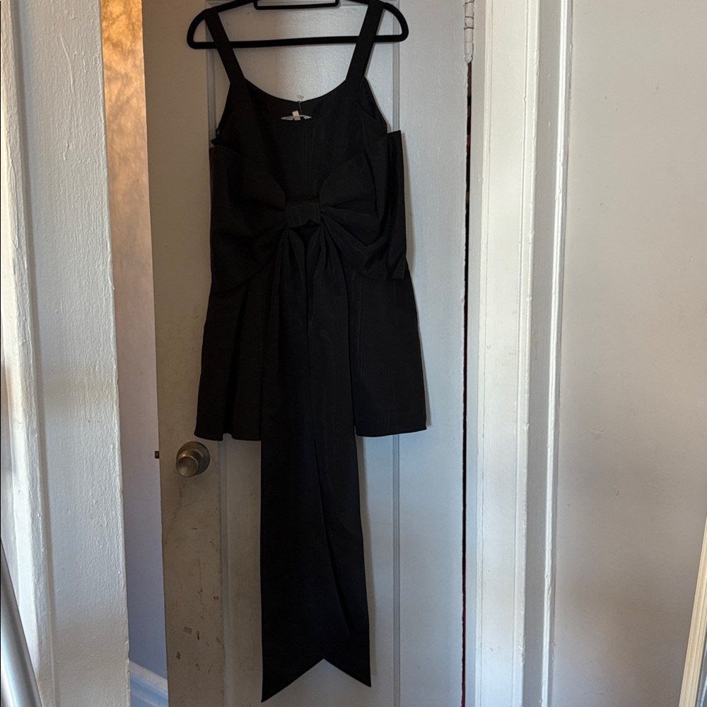 Love shack fancy black spin minidress wedding guest  large bow in back size 2 - Picture 13 of 13